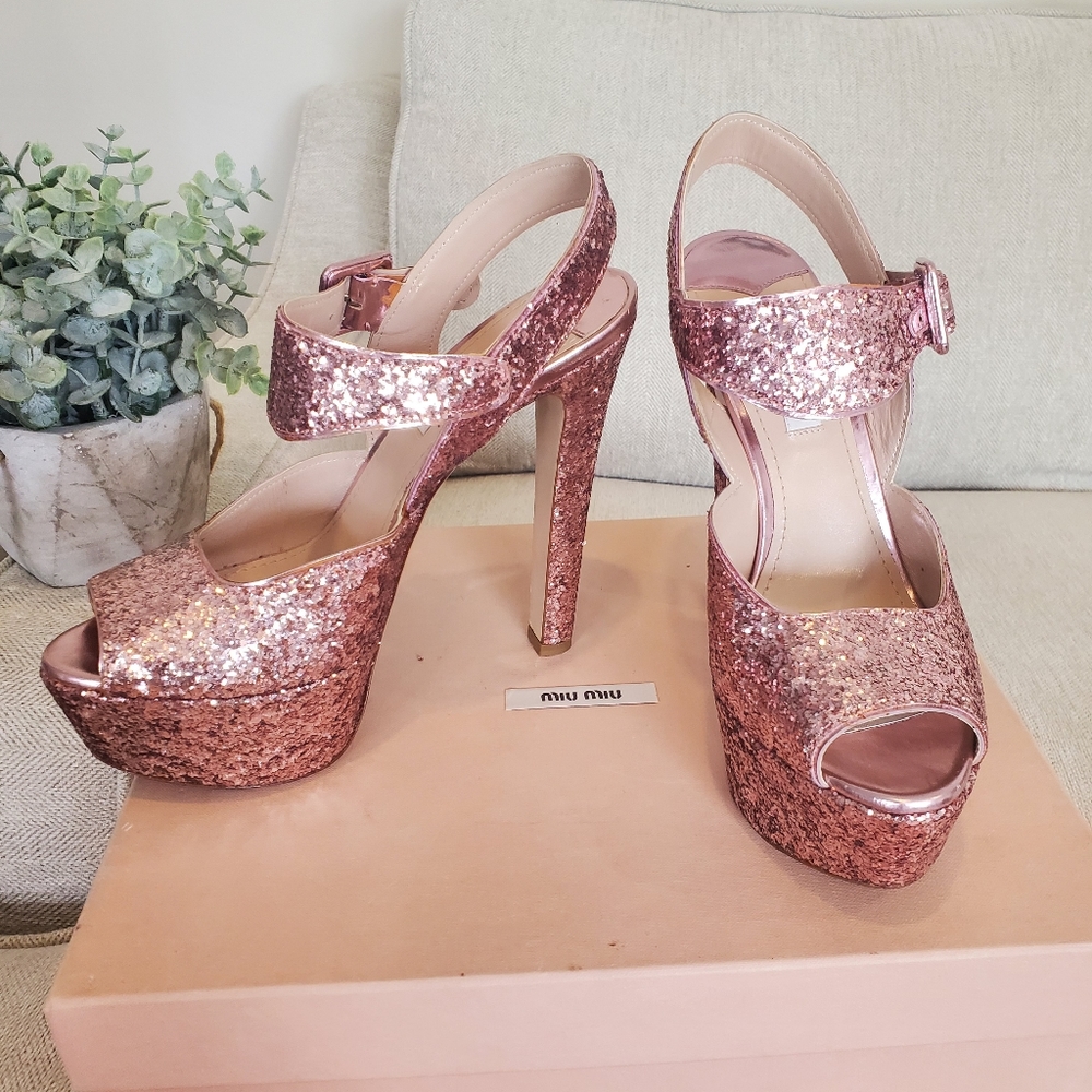 Brand new Miu Miu by Prada pink heels 37.5 7.5